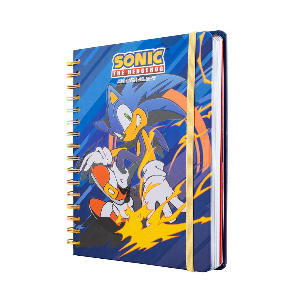 Hardcover Wire-O School Week-View Agenda 12 Months 2026/2027 15X21cm SONIC THE HEDGEHOG