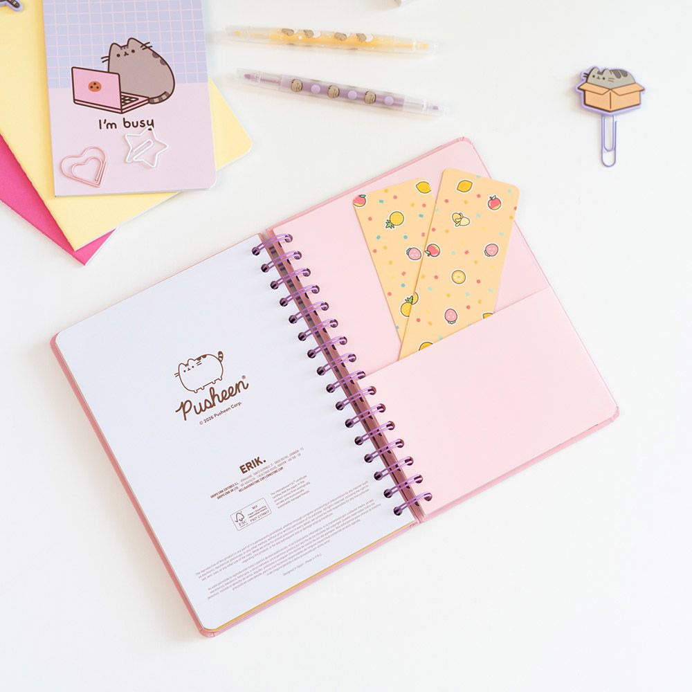 Hardcover Wire-O School Week to View Agenda 12 Months 2026/2027 15X21cm PUSHEEN Moments