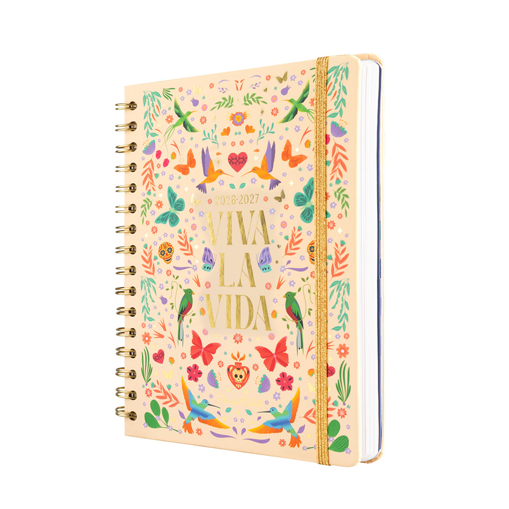 Hardcover Wire-O School Week-View Agenda 12 Months 2026/2027 15X21cm FRIDA KAHLO