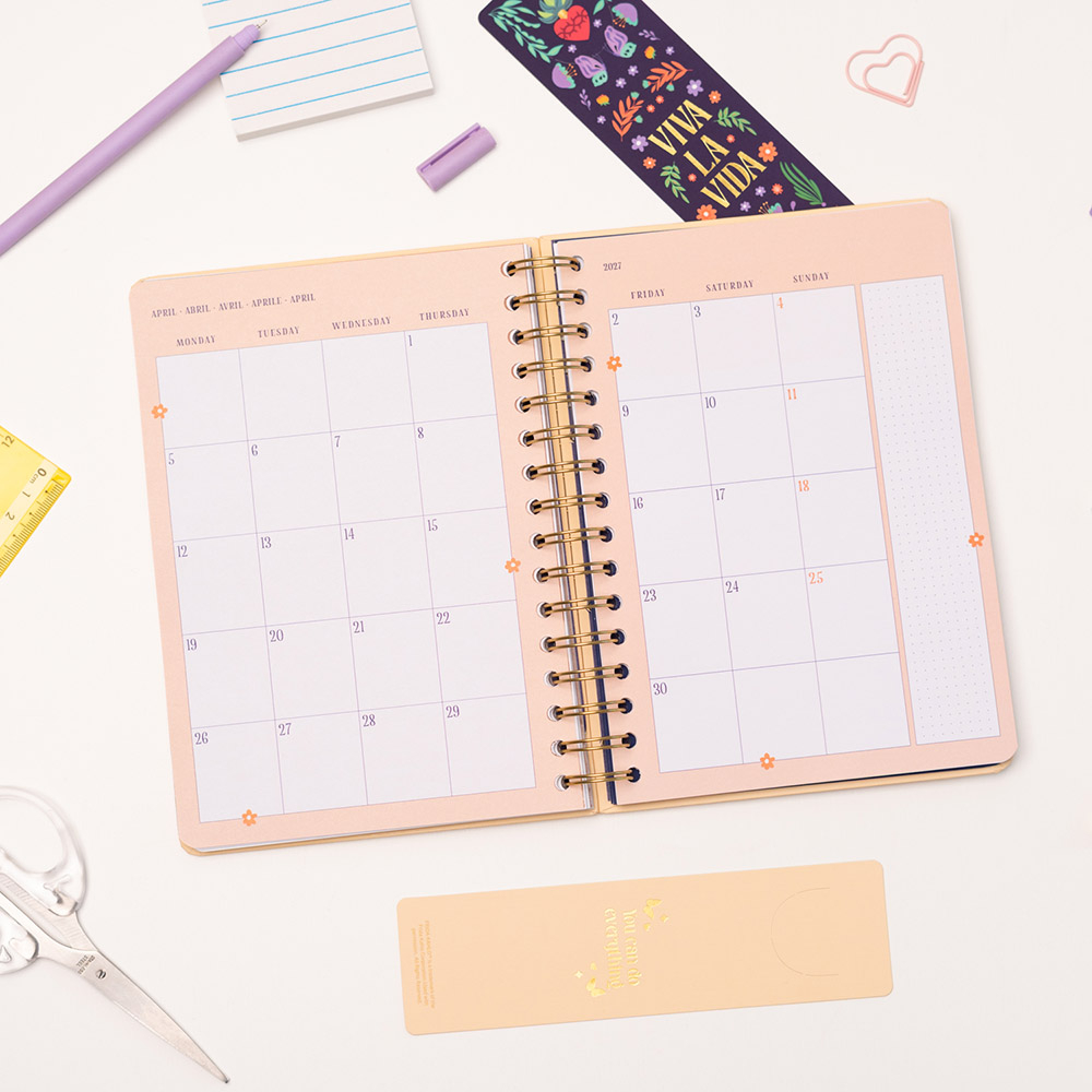 Hardcover Wire-O School Week-View Agenda 12 Months 2026/2027 15X21cm FRIDA KAHLO