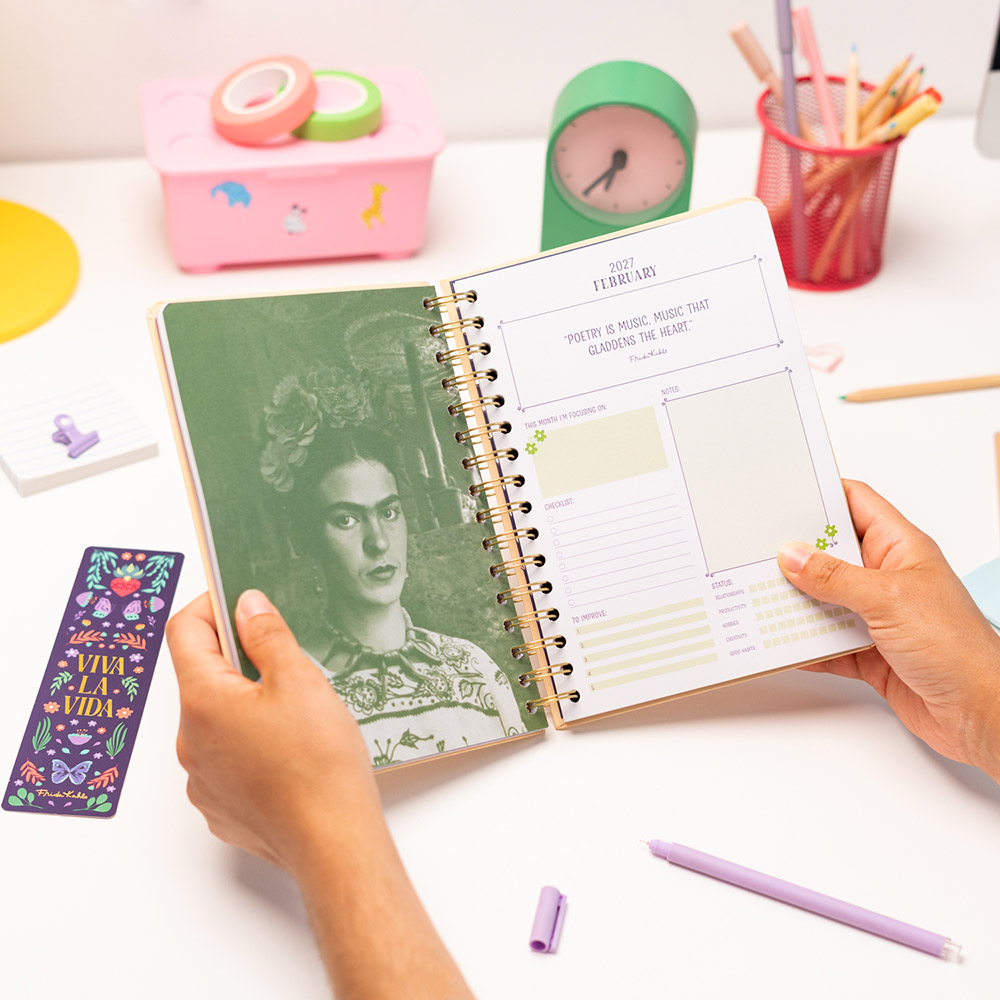 Hardcover Wire-O School Week-View Agenda 12 Months 2026/2027 15X21cm FRIDA KAHLO