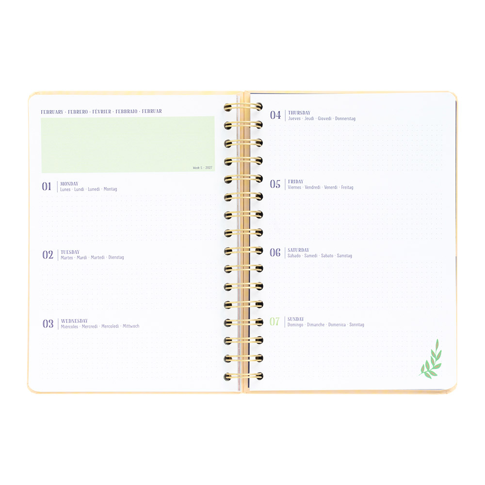 Hardcover Wire-O School Week-View Agenda 12 Months 2026/2027 15X21cm FRIDA KAHLO