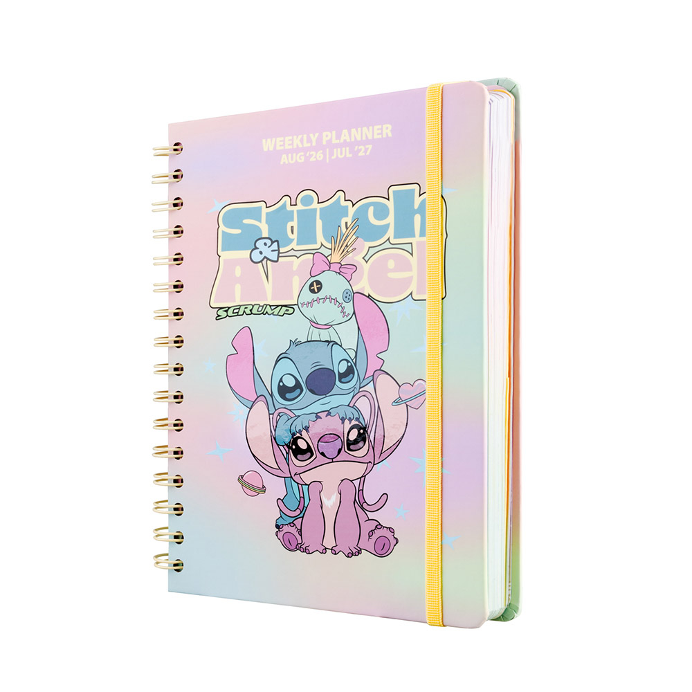 Hardcover Wire-O School Week-View Agenda 12 Months 2026/2027 15X21cm DISNEY Lilo & Stitch