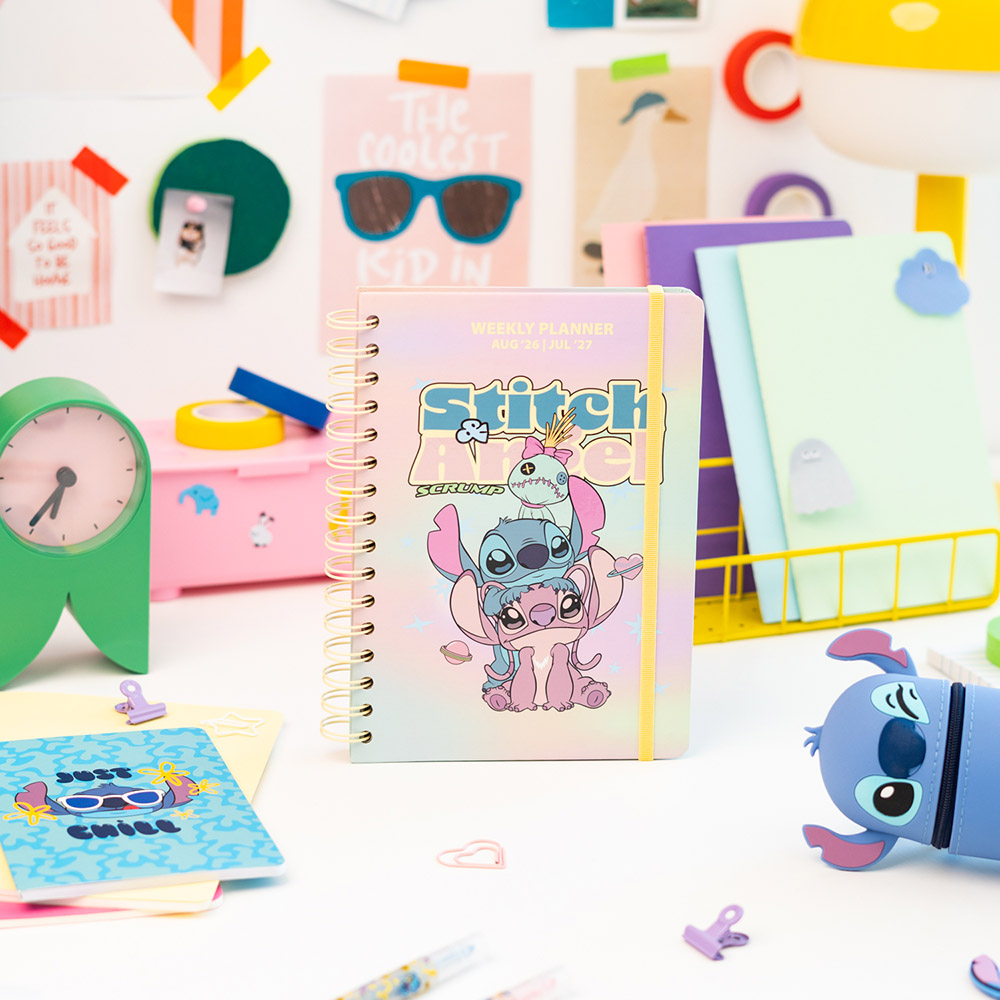 Hardcover Wire-O School Week-View Agenda 12 Months 2026/2027 15X21cm DISNEY Lilo & Stitch