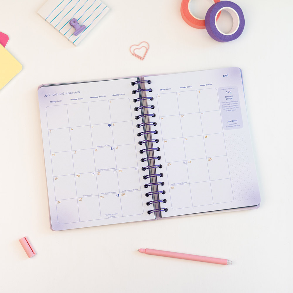 Hardcover Wire-O School Week-View Agenda 12 Months 2026/2027 15X21cm ASTRAL