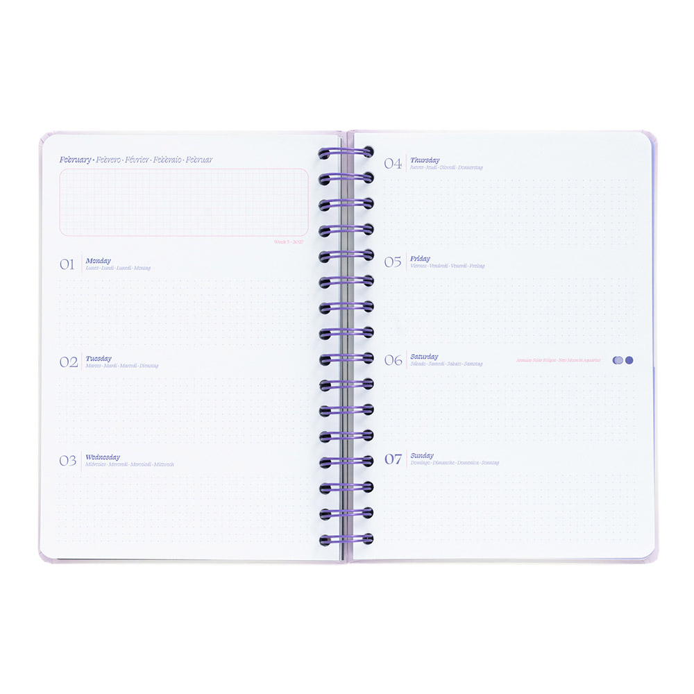 Hardcover Wire-O School Week-View Agenda 12 Months 2026/2027 15X21cm ASTRAL
