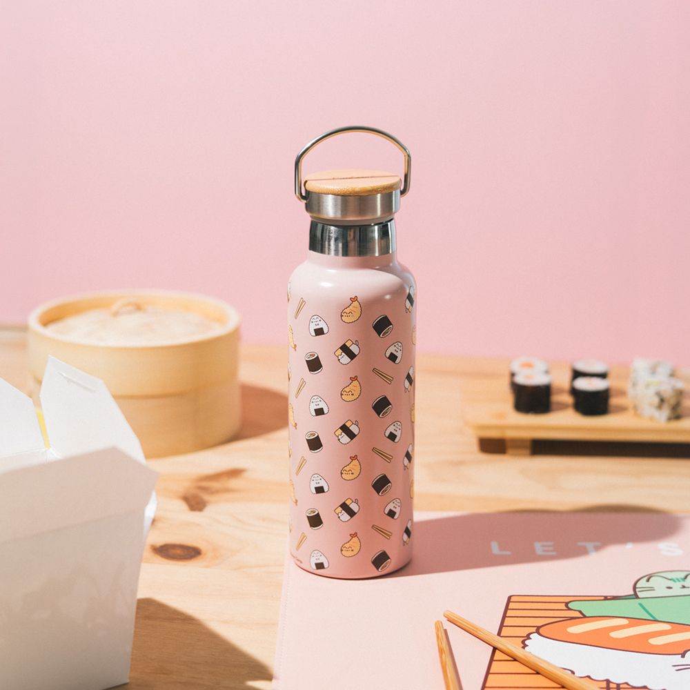 Μεταλλικό Μπουκάλι Θερμός με Λαβή 500ml PUSHEEN Sushi Roll
