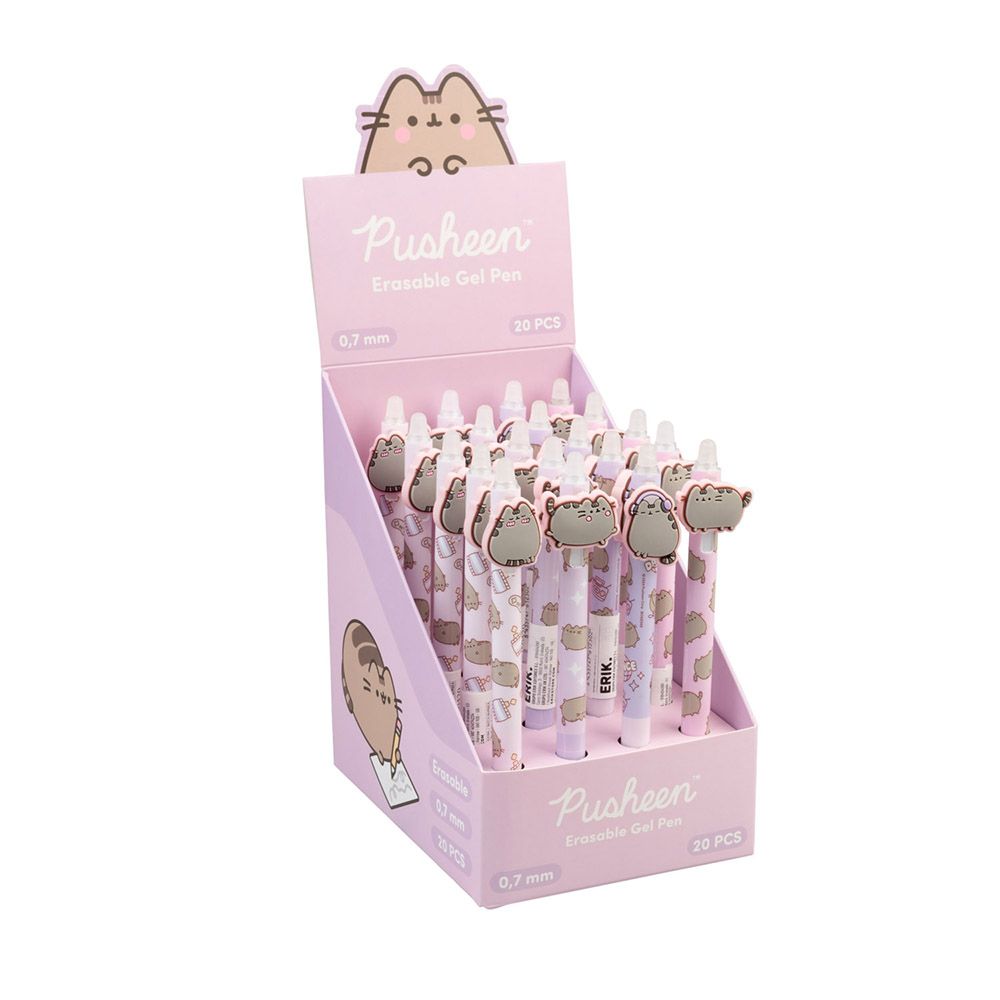 Display with 20 Erasable Gel Pens 0,7mm PUSHEEN Moments, with 3D figures in 4 designs