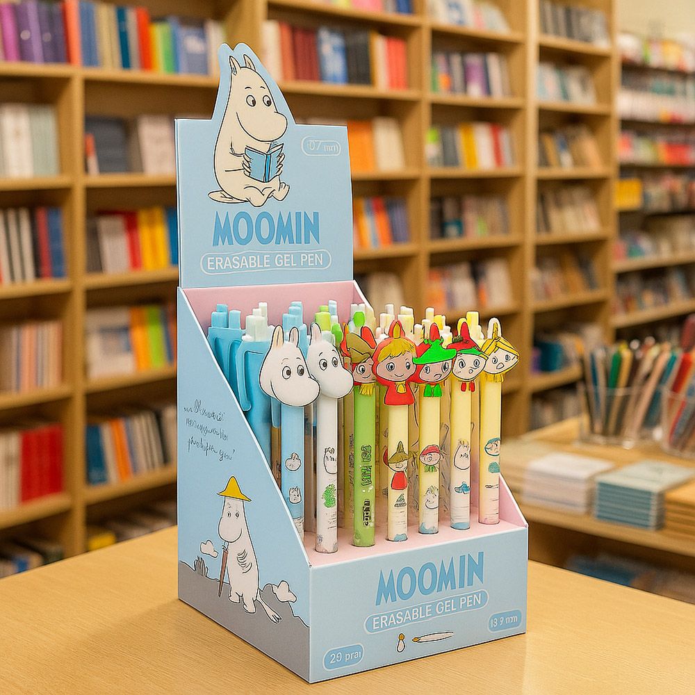 Display with 20 Erasable Gel Pens 0,7mm MOOMIN, with 3D figures in 4 designs