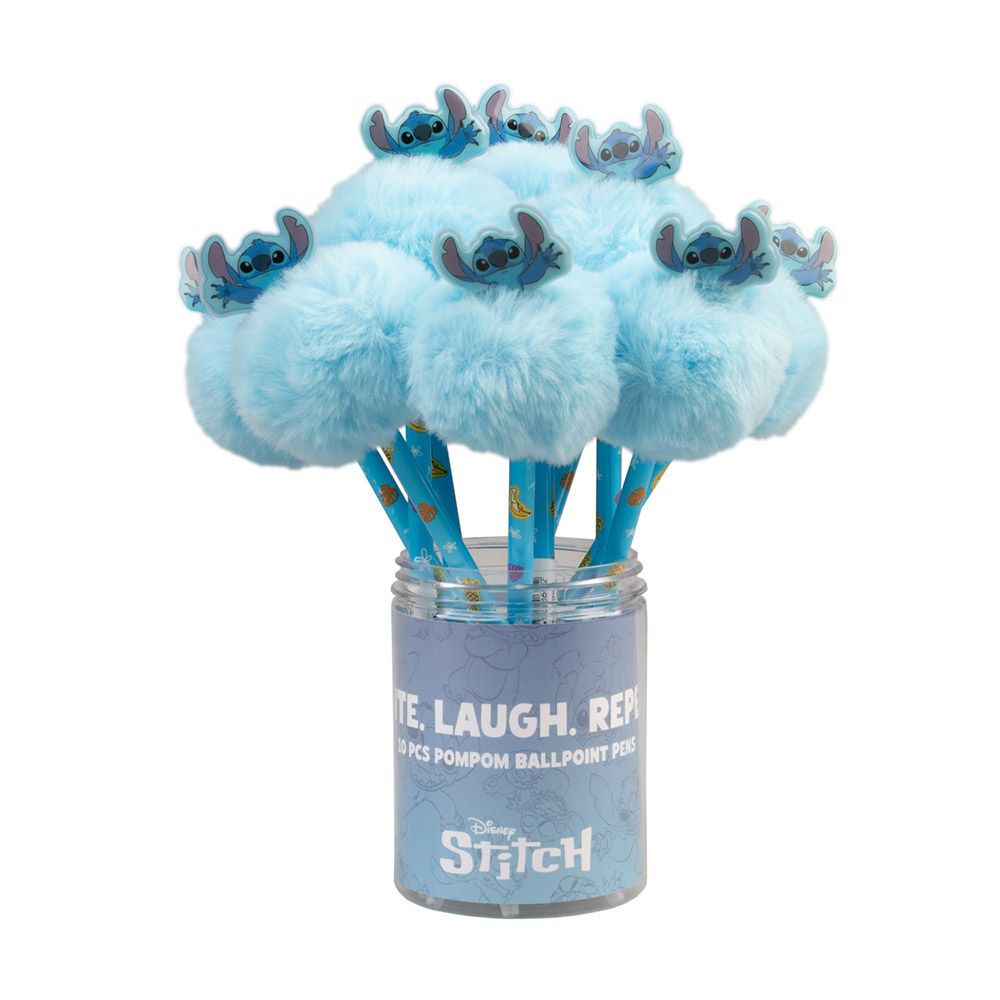 Set of 10 Pens with pom pom & 2D figure DISNEY STITCH Tropical