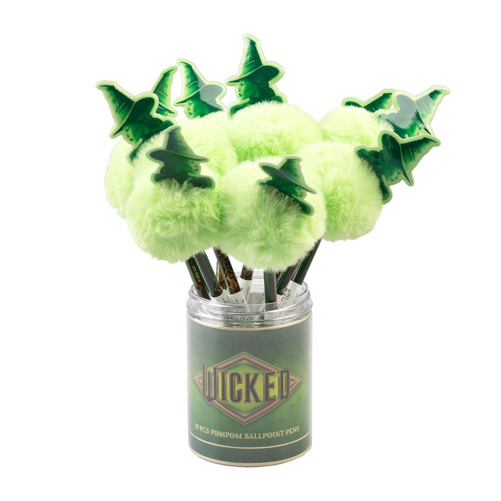 Set of 10 Pens with pom pom & 2D figure WICKED PART TWO Elphaba