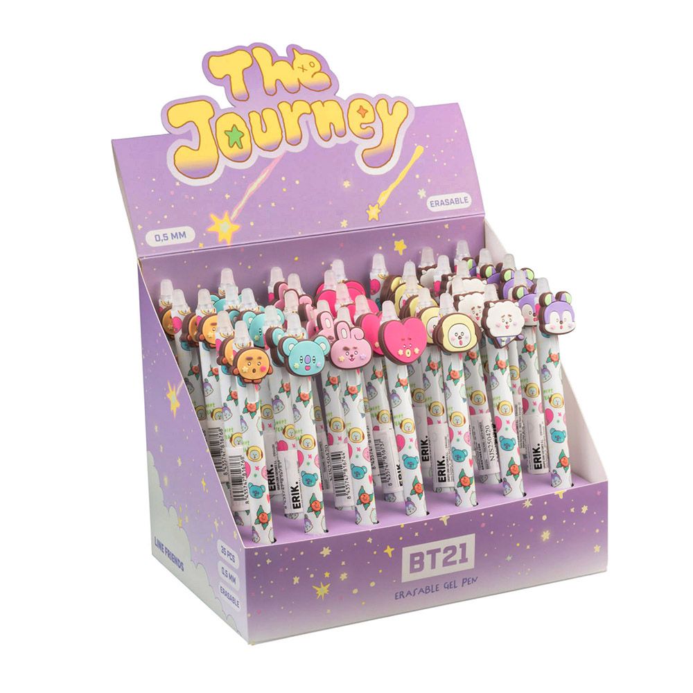 Display with 35 Erasable Gel Pens 0,5mm BT21, with 3D figures in 7 designs