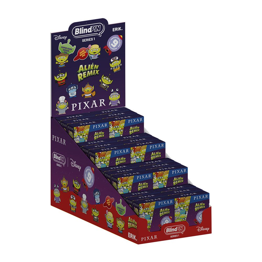 Display with 24 Collectible Mysterious Pins DISNEY PIXAR TOY STORY ALIEN REMIX