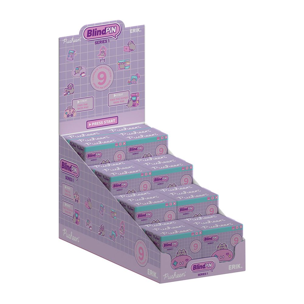 Display with 24 Collectible Mysterious Pins PUSHEEN Moments
