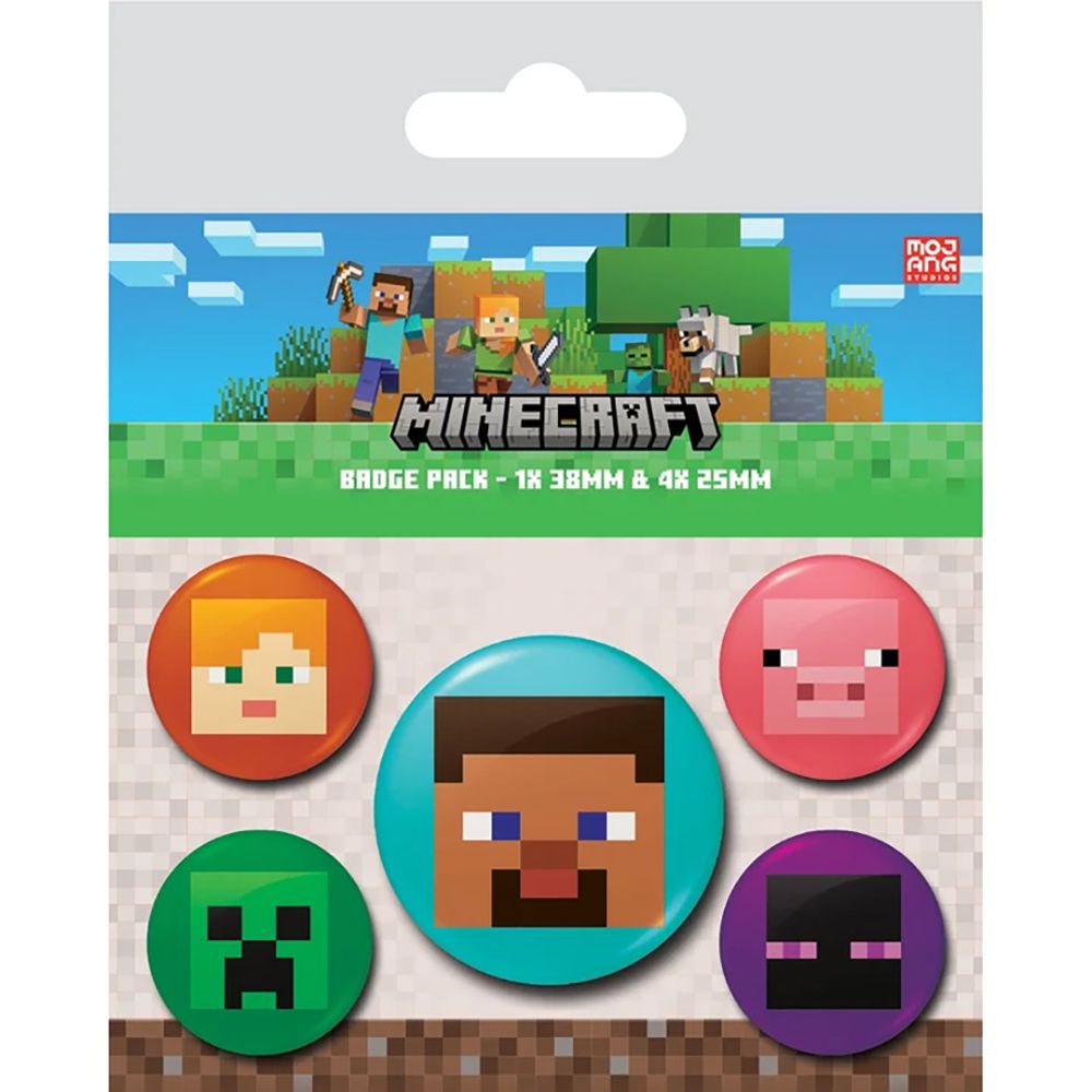 Σετ 5 Κονκάρδες MINECRAFT Πρόσωπα