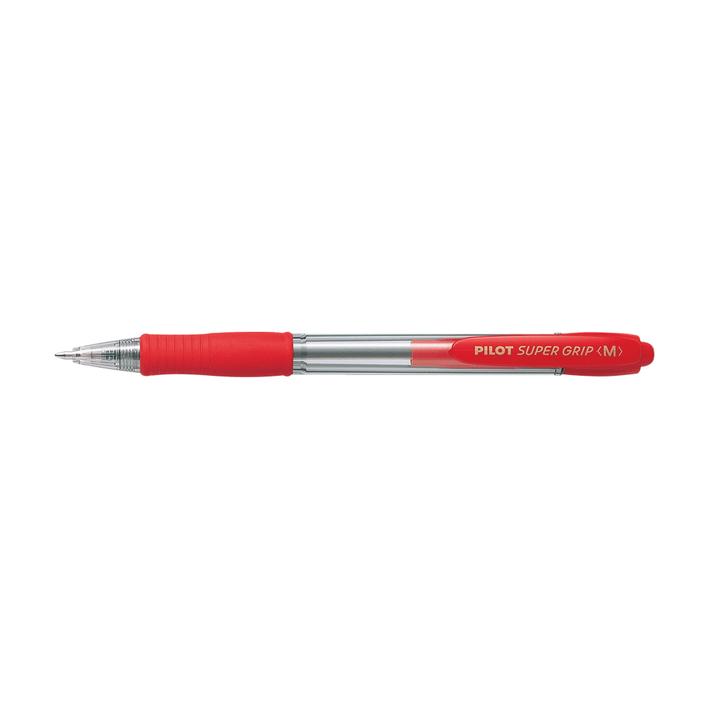 Ball pen 1.0mm PILOT SUPER GRIP Medium Red, Pack of 12pcs