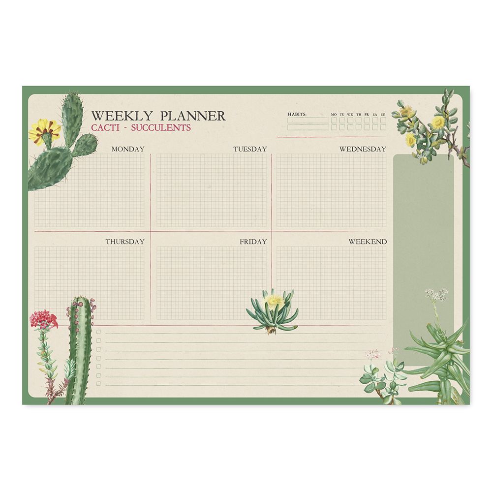 Weekly Planner Notepad A3/42Χ29 cm BOTANICAL CACTI