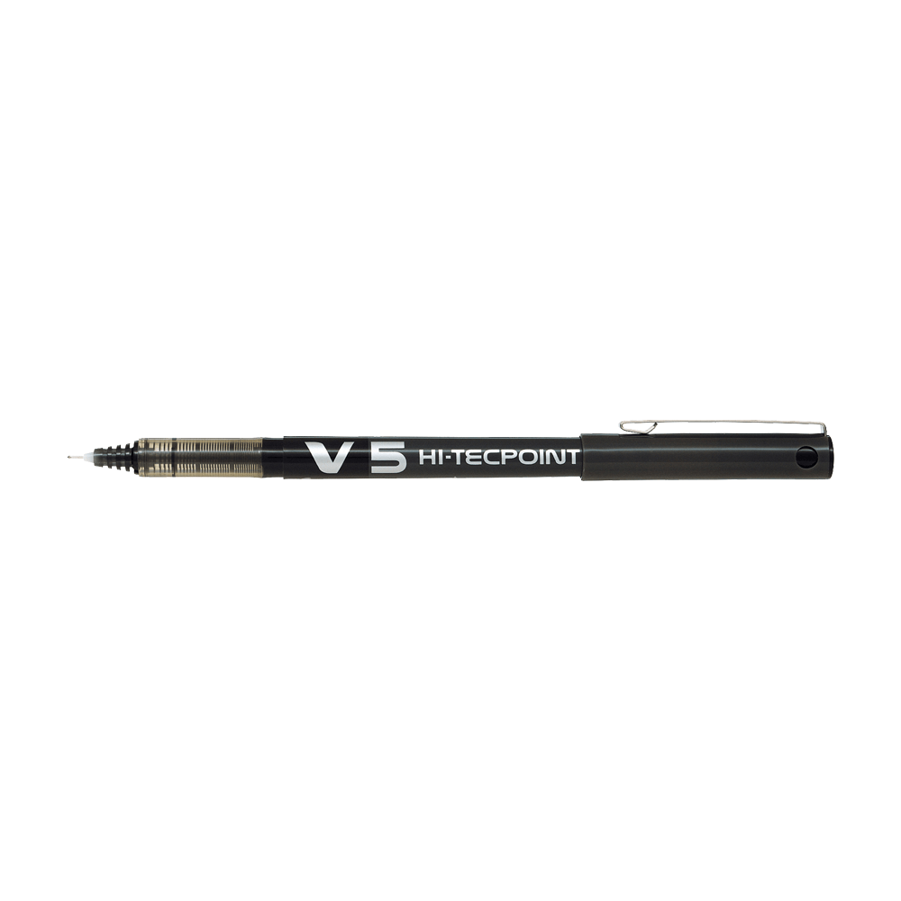 Ball pen 0.5mm PILOT V5 HI-TECPOINT Black, Pack of 12pcs