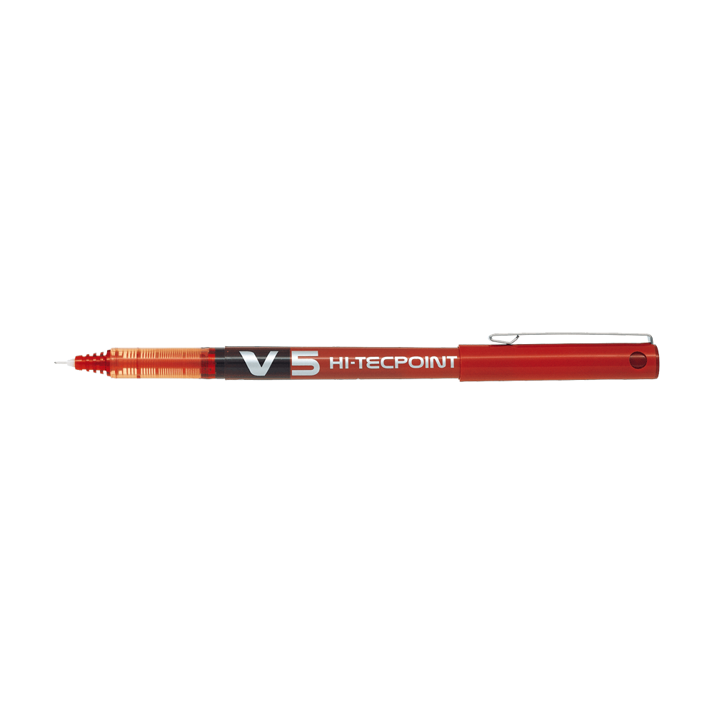 Ball pen 0.5mm PILOT V5 HI-TECPOINT Red, Pack of 12pcs