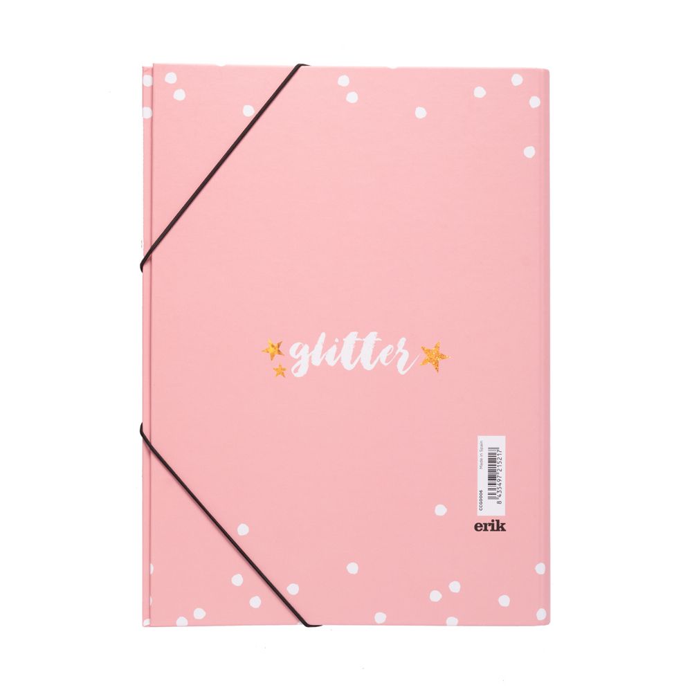 Cardboard File Folder with Elastic Cords GLITTER Stars  
