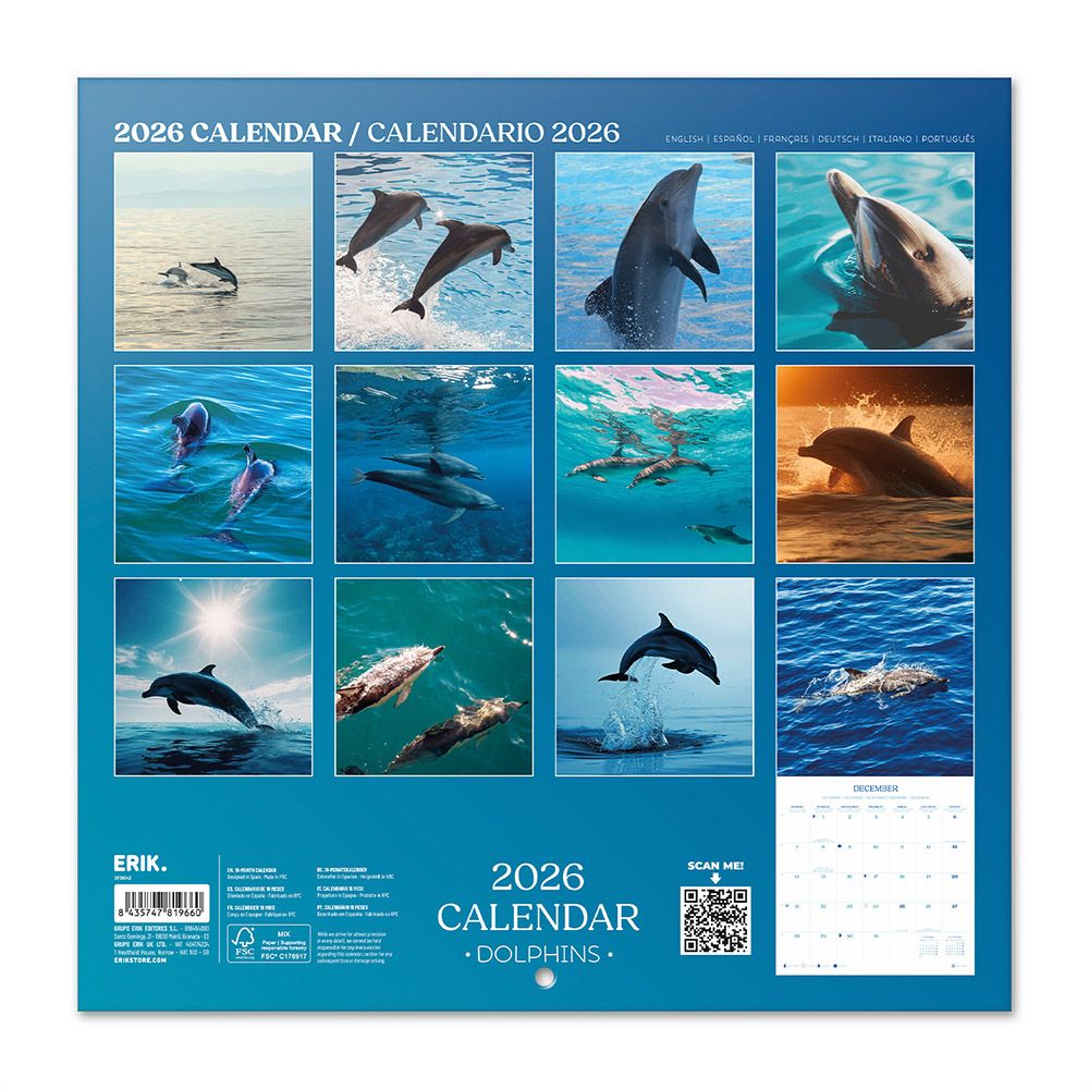 Calendar 2026 30X30cm DOLPHINS
