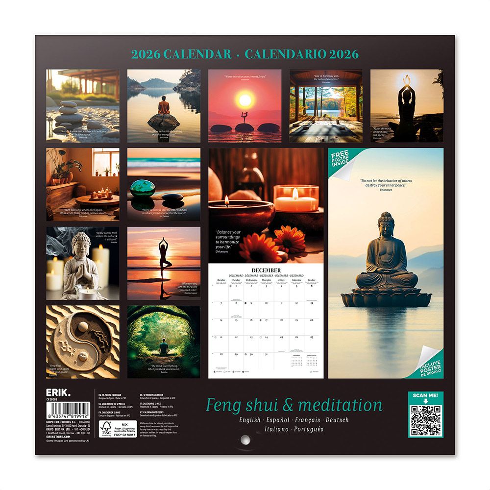 Wall Calendar 2026 30X30cm FENG SHUI & MEDITATION