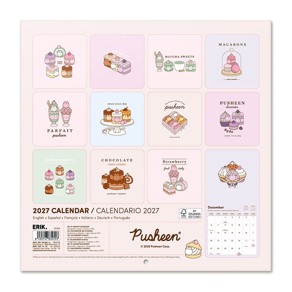 Wall Calendar 2027 30X30cm PUSHEEN