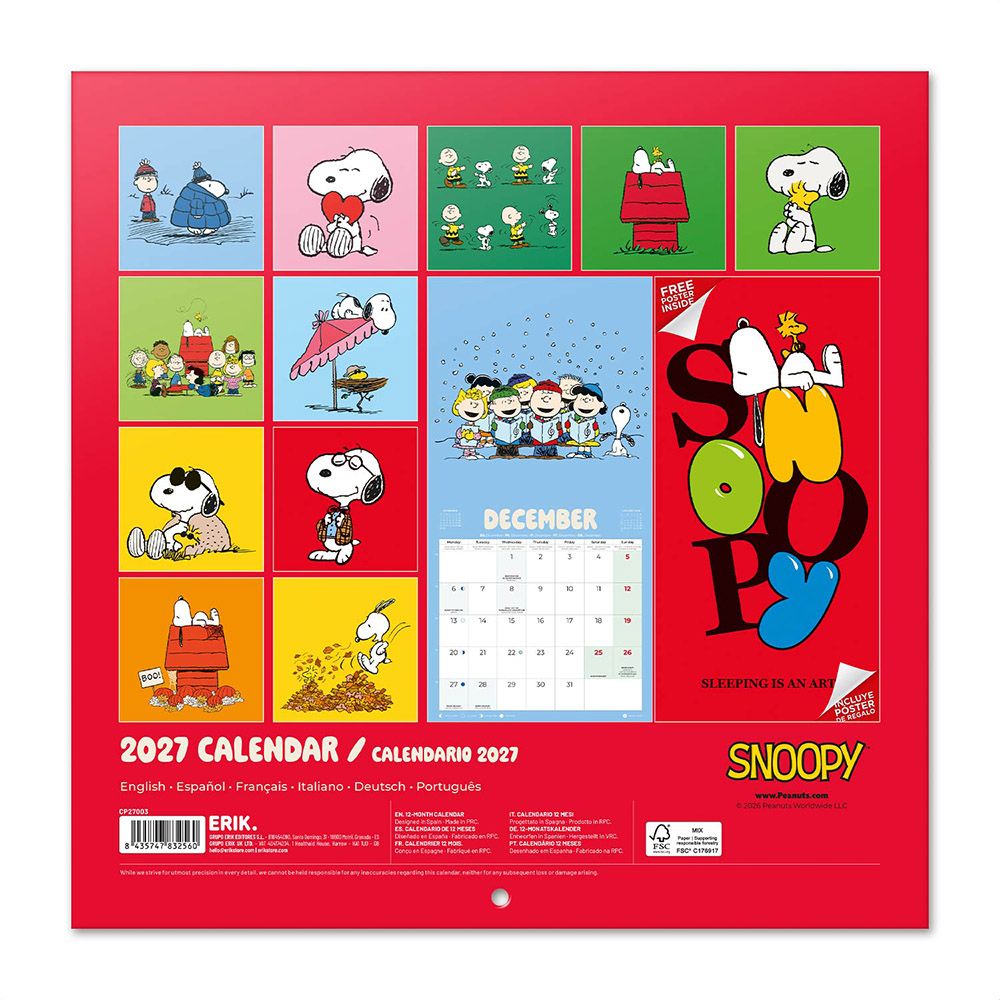 Wall Calendar 2027 30X30cm SNOOPY