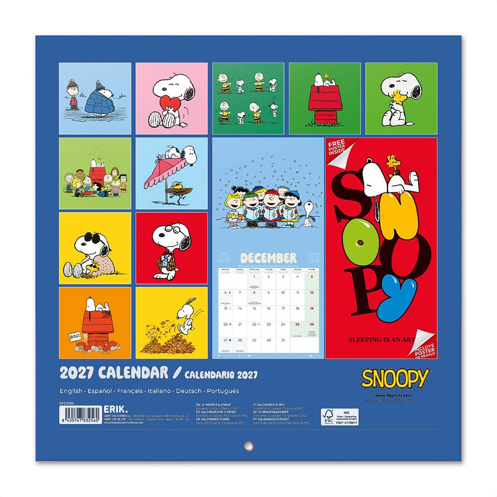 Ημερολόγιο Τοίχου 16 Μηνών 2027 30X30εκ SNOOPY