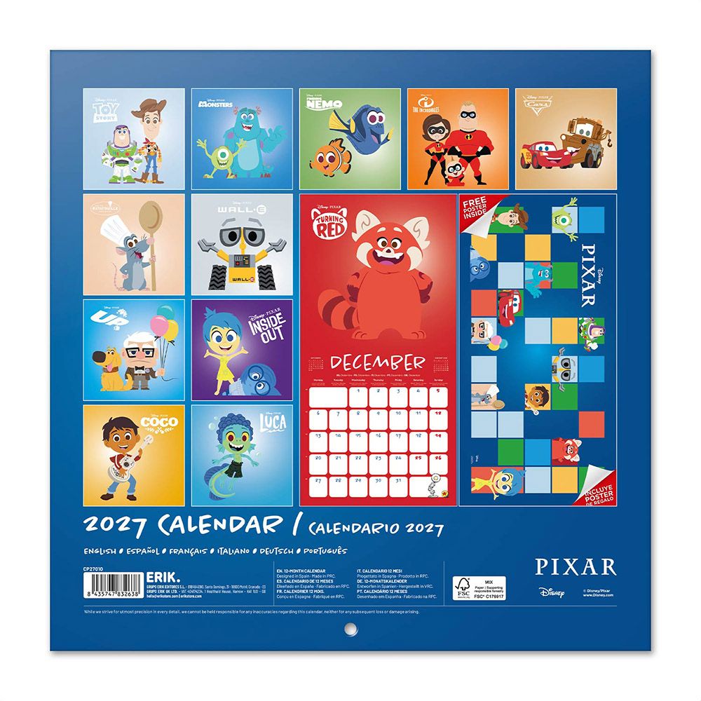 Wall Calendar 2027 30X30cm DISNEY PIXAR