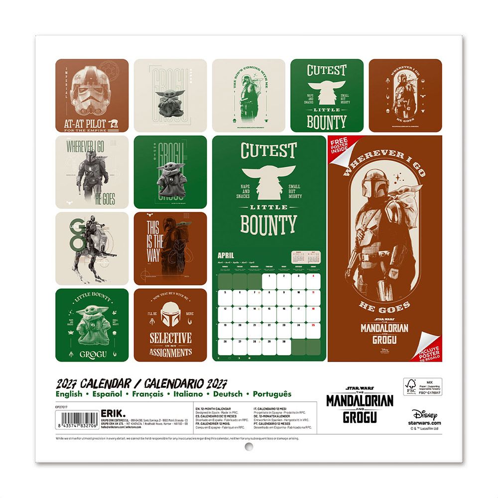 Wall Calendar 2027 30X30cm STAR WARS THE MANDALORIAN AND GROGU