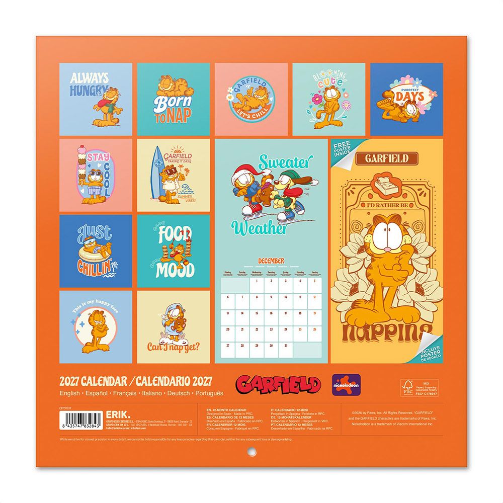 Wall Calendar 2027 30X30cm GARFIELD