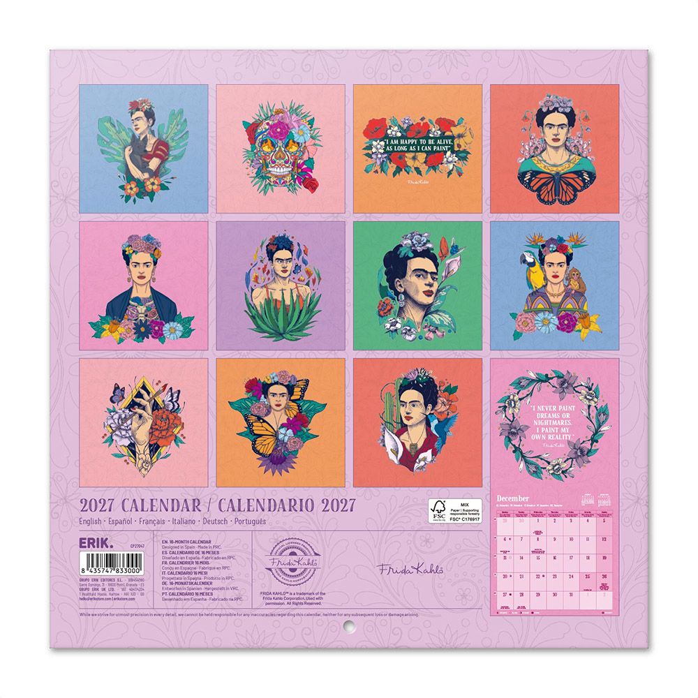 Wall Calendar 2027 30X30cm FRIDA KAHLO