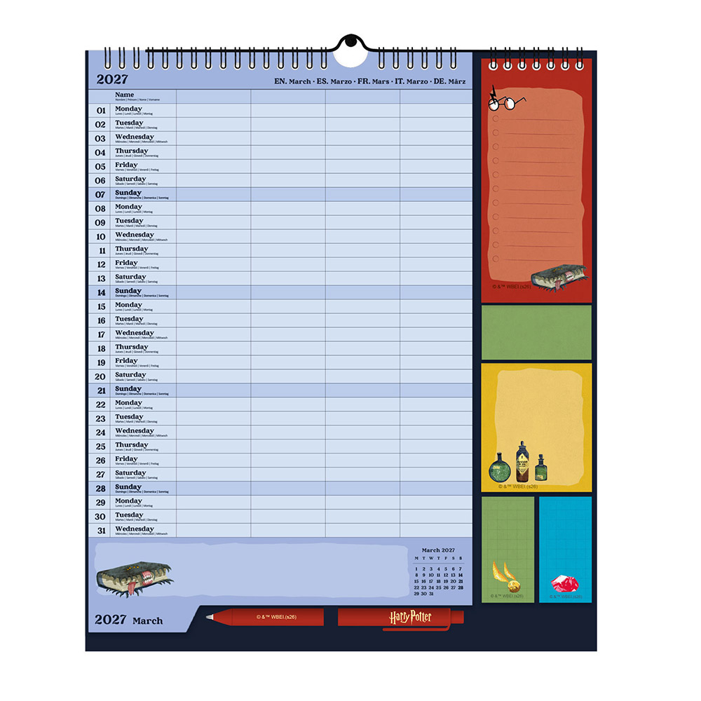 Wall Calendar/Planner 2026/2027 30X34cm HARRY POTTER