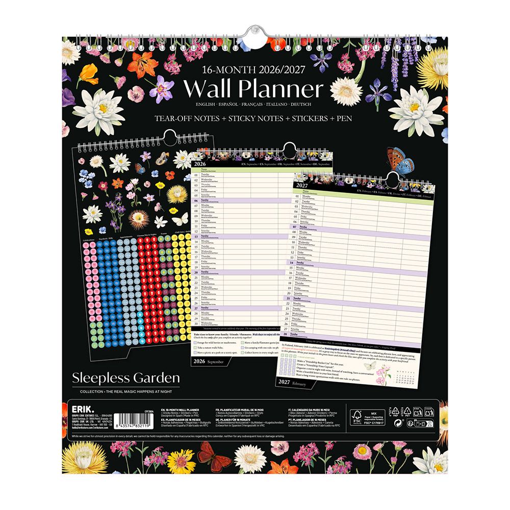 Wall Calendar/Planner 2026/2027 30X34cm SLEEPLESS GARDEN