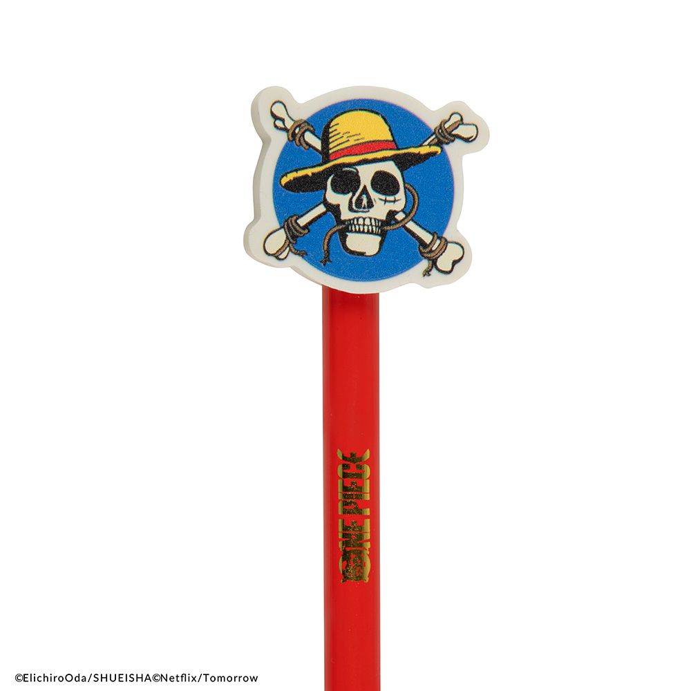 Display 20 Pencils with eraser ONE PIECE (5 pieces of 3 designs) - (Anime Collection)