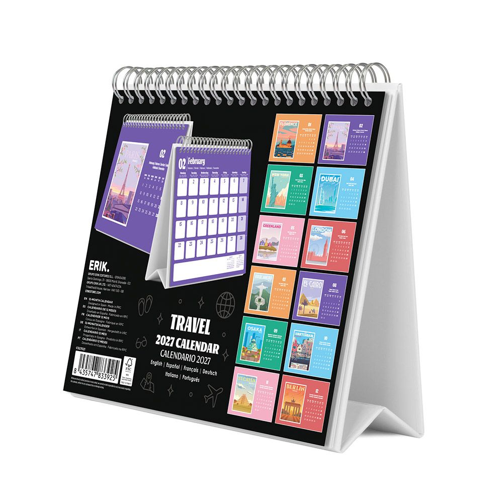 Deluxe Desk Calendar 2027 TRAVEL