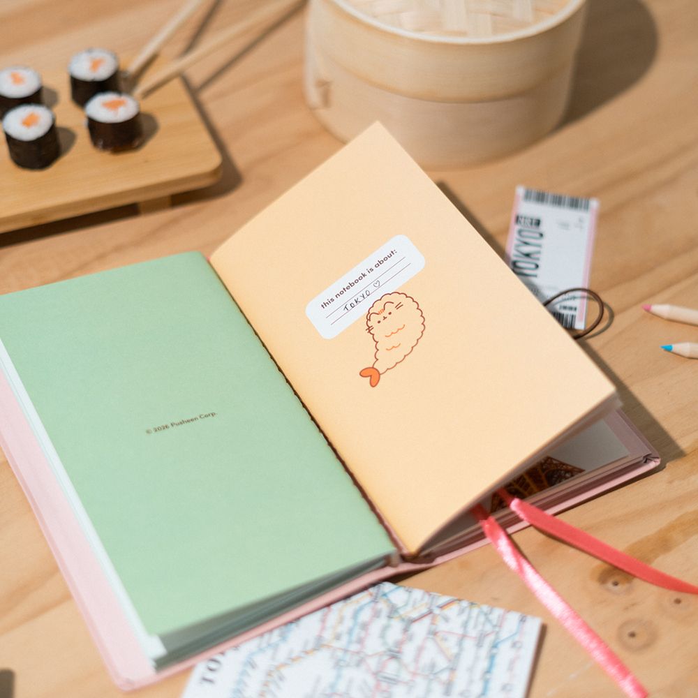 Triple Soft Cover Travel Notebook 13X22 PUSHEEN Sushi Roll
