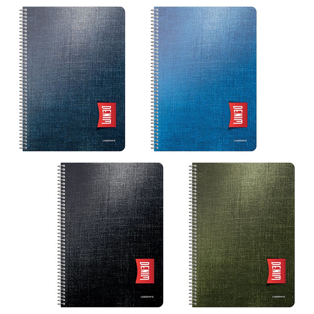DENIM Τετράδιο Σπιράλ Wirelock B5/17Χ25 3 Θέματα 90 Φύλλα 6τμχ
