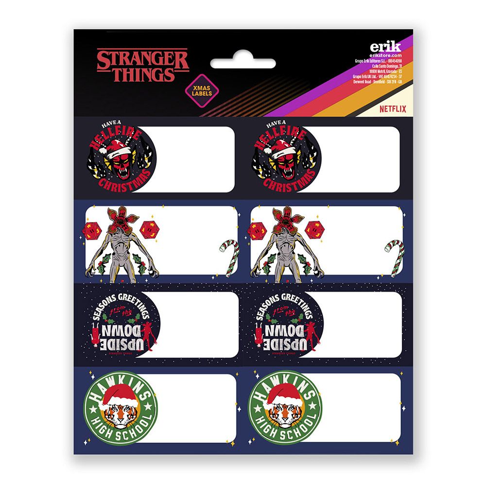 Sticky Labels 8x2 STRANGER THINGS Xmas