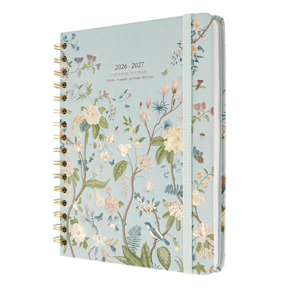 Premium Academic Weekly Planner 2026/2027 Wire-o 12 Months 16,5Χ21cm BAMBINA SEASONAL FLOWERS by Kokonote