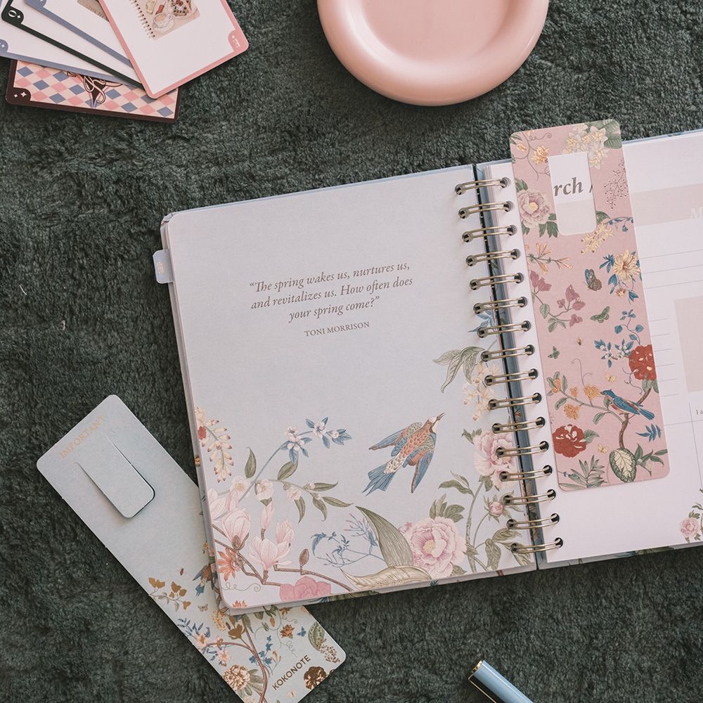 Premium Academic Weekly Planner 2026/2027 Wire-o 12 Months 16,5Χ21cm BAMBINA SEASONAL FLOWERS by Kokonote