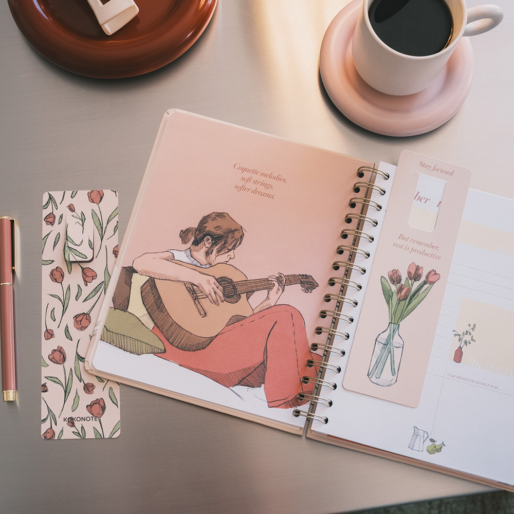Premium Academic Weekly Planner 2026/2027 Wire-o 12 Months 16,5Χ21cm BAMBINA LATTE BLOSSOM by Kokonote