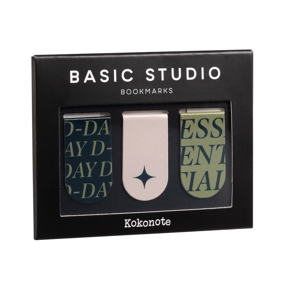 Set of 3 Magnetic Bookmarks KOKONOTE BASIC STUDIO Pistachio Pesto