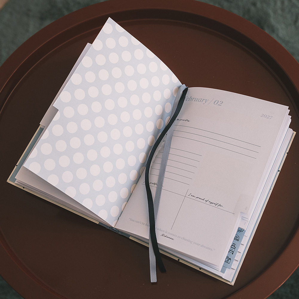Premium Weekly Acadenic Diary 2026/2027 12 Months 15X21,5cm GAIA CLOUD DOTS by Kokonote