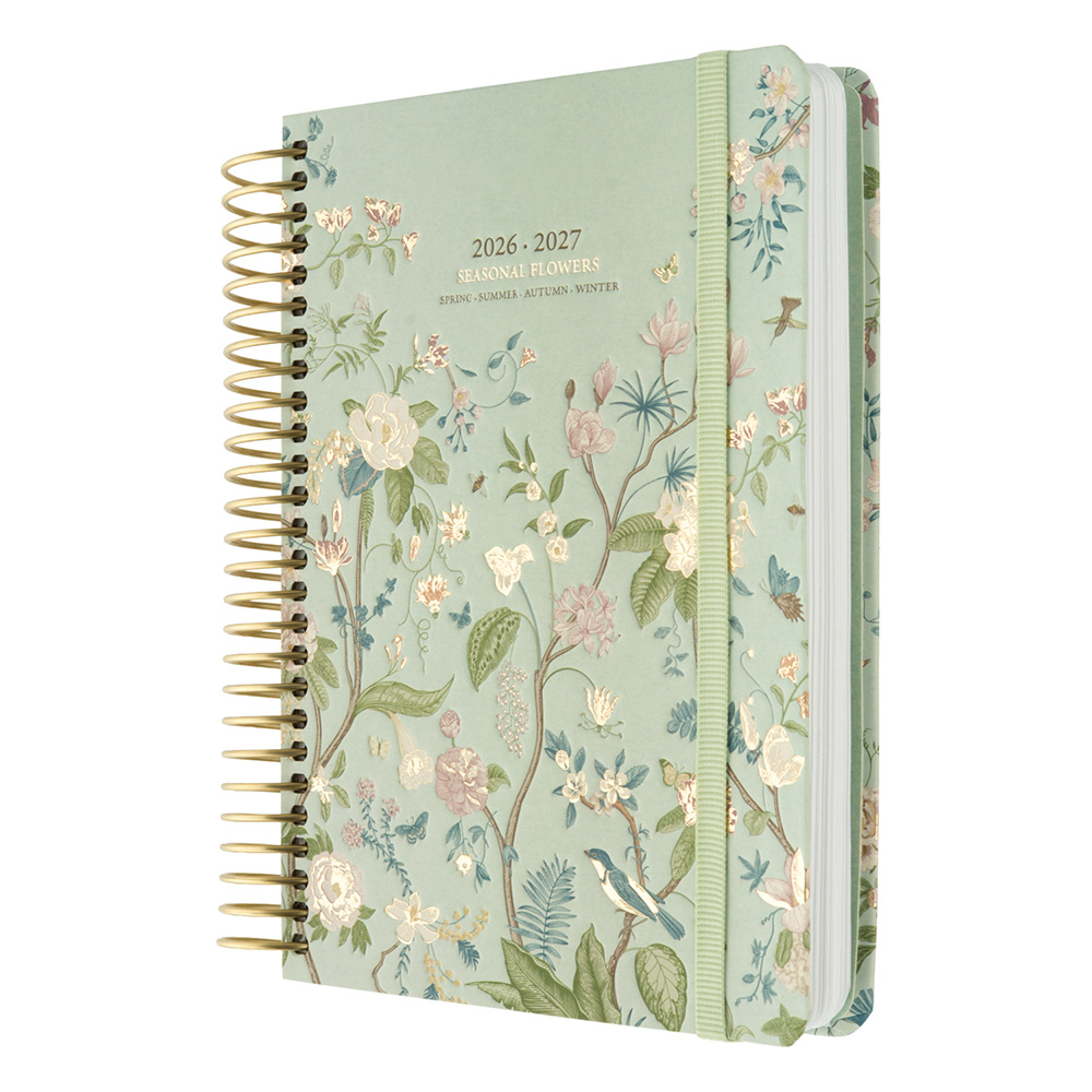 Premium Academic Daily Agenda 2026/2027 Wire-o 12 Months 18Χ21,5cm MUSE SEASONAL FLOWERS by Kokonote