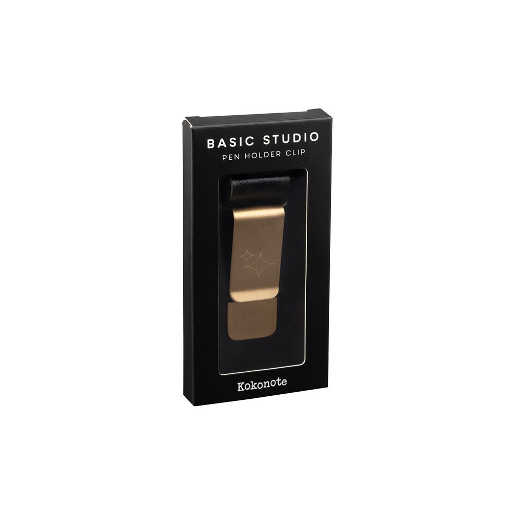 Gold Plated Metal Clip with Pen Holder KOKONOTE BASIC STUDIO Back to Black