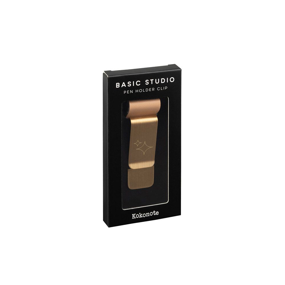 Gold Plated Metal Clip with Pen Holder KOKONOTE BASIC STUDIO Almond Latte Light Brown