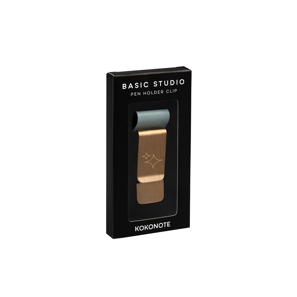 Gold Plated Metal Clip with Pen Holder KOKONOTE BASIC STUDIO Cloudy Sky Light Blue