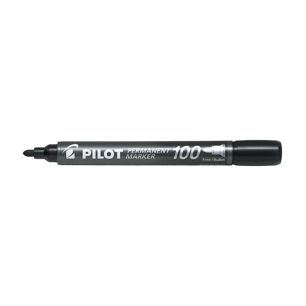 Permanent Marker PILOT 100 Fine Black, Pack of 20pcs (15+5 free)
